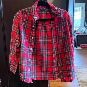 Janie and Jack Red and Green Plaid Button Down Shirt